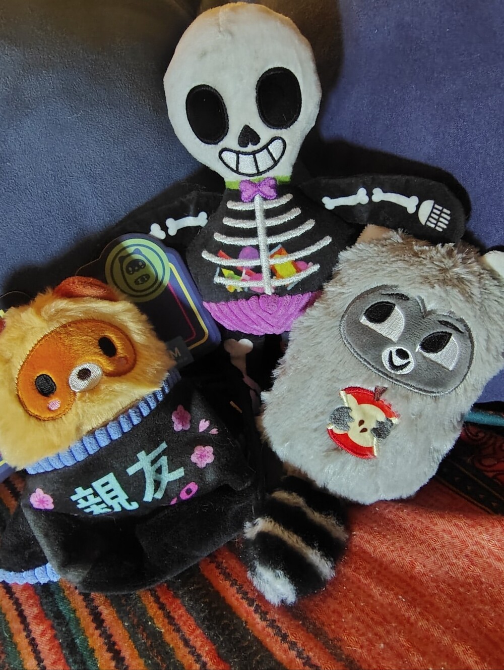 NWT BarkBox Halloween Dog Toy Lot of 3-Rickie Raccoon, Tanuki Tamiko&Barry Bones
